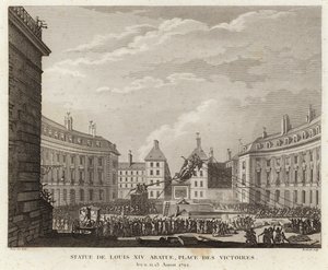 Statua di Luigi XIV rimossa in Place des Victoires da Prieur