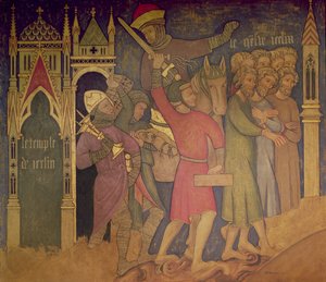 La cattività degli ebrei, ricostruzione di un dipinto murale originariamente nella Camera Dipinta del Palazzo di Westminster da Professor Ernest Tristram
