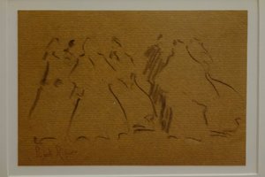 Schizzo di figure femminili, Narcís Puget Riquer, disegno a carboncino, museo Puget, casa nobile di Can LLaudis, Dalt Vila, Ibiza, Isole Baleari, Spagna