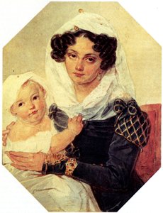 Ritratto della contessa Maria N. Volkonskaya 1805-1863 con il figlio Nikolay, 1826