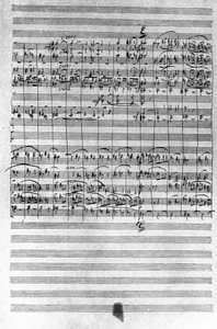Manoscritto della partitura del balletto Schiaccianoci di Pëtr Il