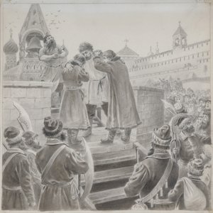 Illustrazione alla poesia Il Canto del Mercante Kalashnikov di M. Lermontov