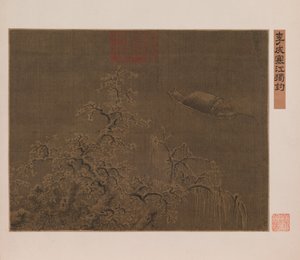 Pescare da soli in un fiume ghiacciato da Qing Dynasty Chinese School