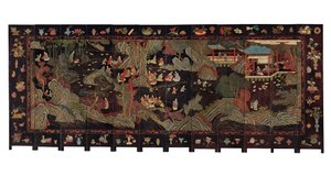Schermo coromandel a dodici pieghe, XVIII secolo da Qing Dynasty Chinese School
