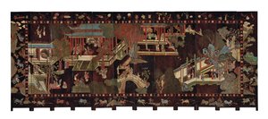 Schermo coromandel a dodici pieghe, XVIII secolo da Qing Dynasty Chinese School