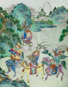 Dettaglio di uno di un paio di vasi Imperiali Famiglia Rosa