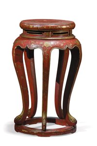 Jardinière (laccata in rosso con dettagli in oro, marrone e verde)
