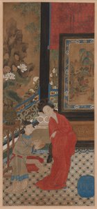 Yang Guifei lascia il bagno da Qing Dynasty Chinese School