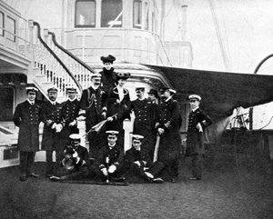 Ritratto di gruppo a bordo dello yacht reale Victoria e Albert, Copenaghen, 1908