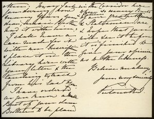Lettera della Regina Vittoria a Mary Augusta Gordon, Castello di Windsor, 16 marzo 1885