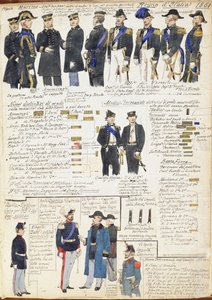 Uniformi e distintivi della Marina e di varie forze del Regno d