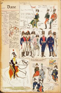 Varie uniformi, di Quinto Cenni, tavola a colori, circa 1815 da Quinto Cenni