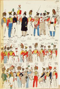 Varie uniformi, datate dal 1826 al 1829