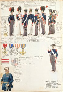 Vari uniformi del Ducato di Lucca di Quinto Cenni, tavola a colori