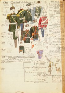 Vari uniformi del Principato di Bulgaria, tavola a colori di Quinto Cenni da Quinto Cenni