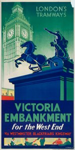 Victoria Embankment, Poster del Tramways del Consiglio della Contea di Londra da RF Fordred