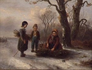 Bambini che raccolgono legna, c.1884 da R. Favelle