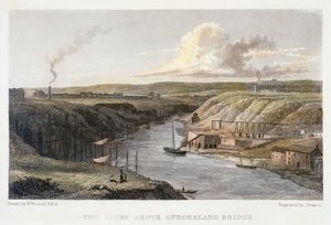 Il Wear sopra il Ponte di Ferro di Sunderland, c1829 da R Francis