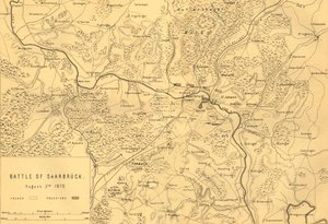 Mappa della battaglia di Saarbrücken, 2 agosto 1870 da R. Walker