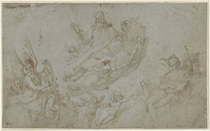 Dio Padre con angeli musicanti da Raffaellino da Reggio