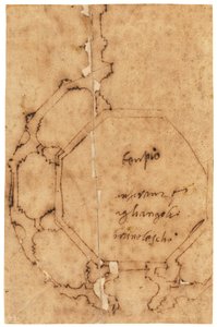 Pianta di Santa Maria degli Angeli, Firenze (penna e inchiostro bruno, su carta da lucido)