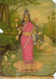 Lakshmi Embellished 2, di Ravi Varma Press da Raja Ravi Varma
