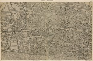 Civitas Londinium, dal rilievo originale nella Biblioteca del Guildhall, dal regno della regina Elisabetta da Ralph Agas