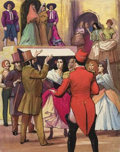 Prove di una scena di "Carmen" di Georges Bizet (1838-75) (gouache su carta)