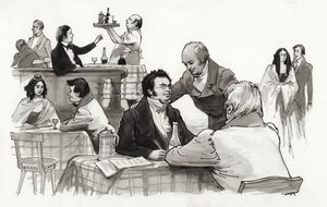 Schubert e amici (gouache su carta)