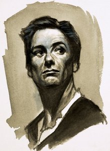 Sir John Gielgud come Amleto (gouache su carta) da Ralph Bruce