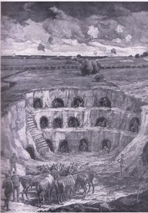 I moderni abitanti delle caverne, dalla Storia della Grande Guerra Vol 3 pubblicata da Waverley Book Co Limited, c.1920