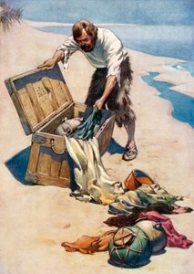 Illustrazione per Robinson Crusoe di Daniel Defoe da Ralph Noel Pocock