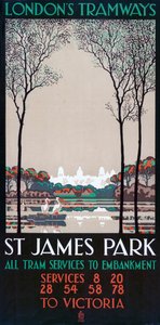 Parco di St James, manifesto del London County Council LCC Tramways da Ralph and Brown Studios