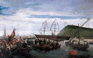 Volontari catalani che si imbarcano per la guerra a Cuba nel 1870 da Ramón Padró y Pedret