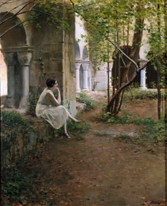 Giovane donna che medita in un chiostro da Ramon Casas i Carbo
