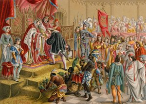 I monarchi spagnoli ricevono Colombo a Barcellona dopo il suo primo viaggio da Ramon Puiggari