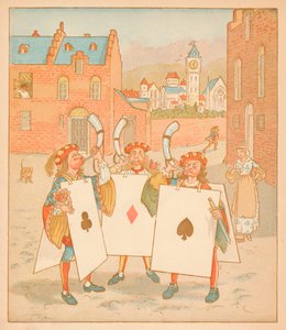 Suonatori di corno che indossano carte da gioco, 1880 da Randolph Caldecott