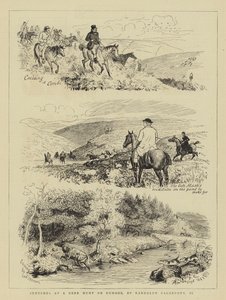 Schizzi di una caccia al cervo su Exmoor