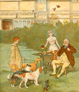 Il ragazzo del contadino con i cani del suo padrone, c1881 da Randolph Caldecott