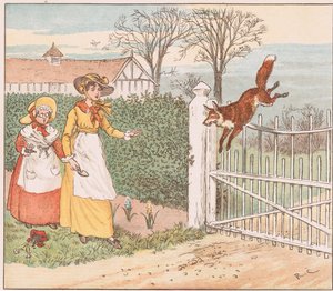 La volpe salta oltre il cancello del parroco da Randolph Caldecott