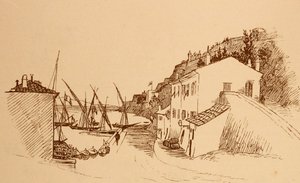 Villaggio di pescatori francese locale nel sud della Francia c1884