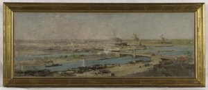 Schizzo per la sala del consiglio del municipio di Alfortville: Vista di Alfortville dalle alture di Charenton