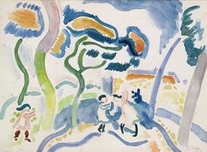 Bambini che giocano (acquerello su carta) da Raoul Dufy