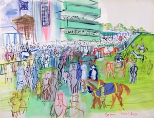 Davanti alla tribuna di Epsom, 1937 circa (acquerello e gouache su carta) da Raoul Dufy