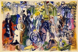 Le Moulin de la Galette (acquerello, penna e inchiostro) da Raoul Dufy