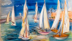 Regata a Deauville, 1946 circa (olio su tavola)