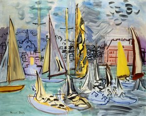 Barche a vela nel porto di Deauville; Voiliers dans le Port de Deauville da Raoul Dufy