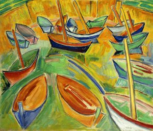 Le chiatte a Martigues; Le Barques a Martigues, 1907 circa (olio su tela) da Raoul Dufy