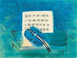 Il violino blu, 1946 circa (gouache, acquerello e inchiostro su carta) da Raoul Dufy