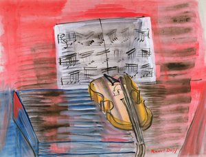 Il violino giallo (guazzo e matita su carta)